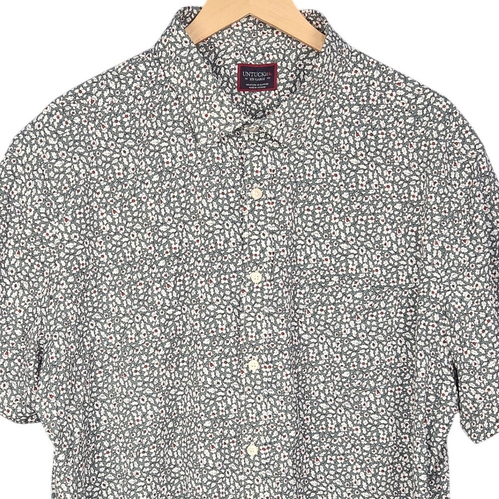 UNTUCKit Palazette Shirt Men XXL Green Floral Short Sleeve Performance Button Up